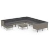 vidaXL Set Divani da Giardino 12 pz con Cuscini in Polyrattan Grigio