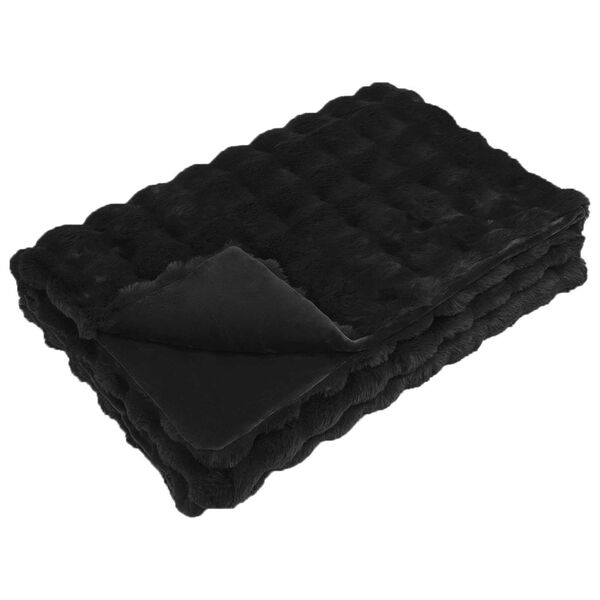 vidaXL Coperta in Pelliccia di Coniglio Finta Olite Nero 220 x 240 cm
