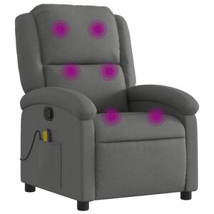 vidaXL Poltrona reclinabile massaggiante in tessuto grigio scuro