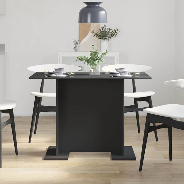vidaXL Tavolo da pranzo Nero 110 x 60 x 75 cm Legno multistrato