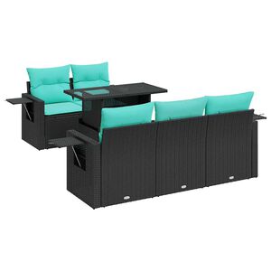 vidaXL Set Divano Giardino 6 pz con Cuscini Nero Polyrattan Acacia