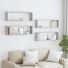 vidaXL Mensole Parete Cubo 4pz Grigio Cemento 80x15x26,5cm Multistrato