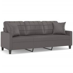 vidaXL Divano a 3 Posti con Cuscini Grigio 180 cm in Similpelle
