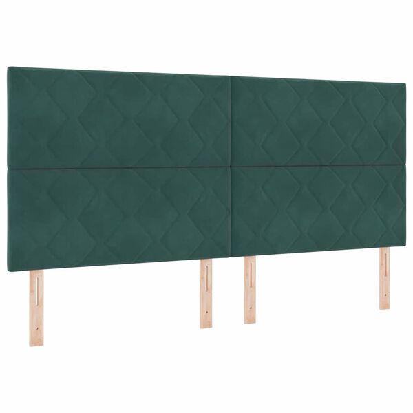 vidaXL Letto a molle con materasso Verde Scuro 200 x 200 cm Tessuto