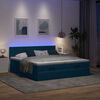 vidaXL Pouf Letto con Materassi e LED Blu Scuro 200x200cm Velluto