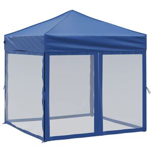 vidaXL Tenda per Feste Pieghevole con Pareti Laterali Blu 2x2 m