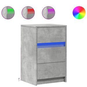 vidaXL Comodino con Luci LED Grigio Cemento in Legno Multistrato