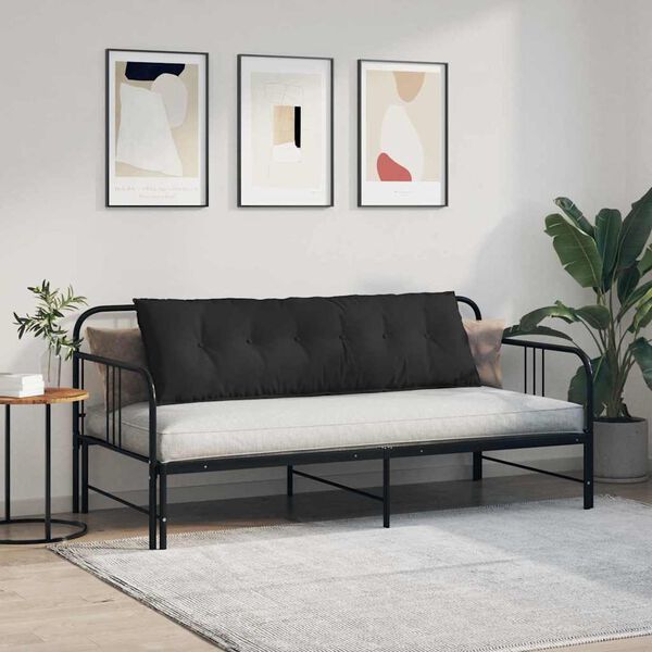 vidaXL Cuscino per Schiena Nero 160 x 50 cm Tessuto in Microfibra