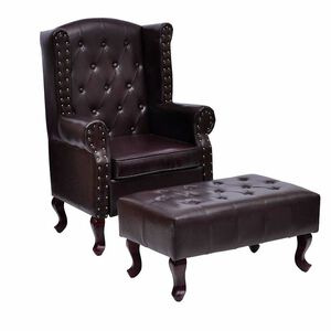 vidaXL Poltrona con Poggiapiedi Marrone Scuro in Similpelle