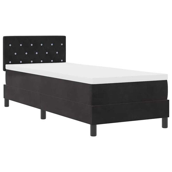 vidaXL Letto a Sorgente LED con materasso Nero 80 x 200 cm Velluto