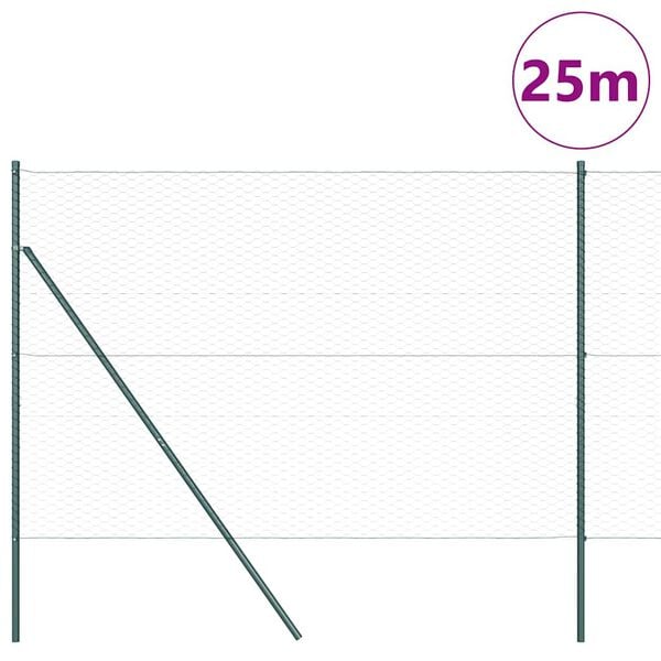 vidaXL Palo della recinzione Verde 25 x 1,5 m (rete 36 mm) Acciaio