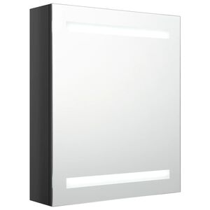 vidaXL Armadietto Bagno con Specchio e LED Nero Lucido 50x14x60 cm