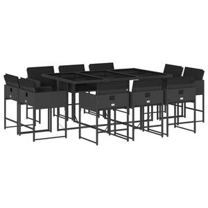 vidaXL Set da Pranzo da Giardino 11 pz con Cuscini in Polyrattan Nero