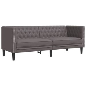 vidaXL Divano Chesterfield a 3 Posti Grigio in Similpelle