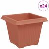 vidaXL Vaso quadrato per fiori 24 pcs Rosso Mattone 20 x 20 x 16 cm