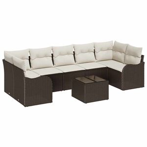 vidaXL Set Divano da Giardino 8 pz 7-Numero di posti Marrone e Crema