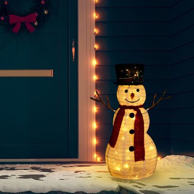 vidaXL Figura Natalizia Pupazzo di Neve a LED Tessuto Pregiato 60 cm
