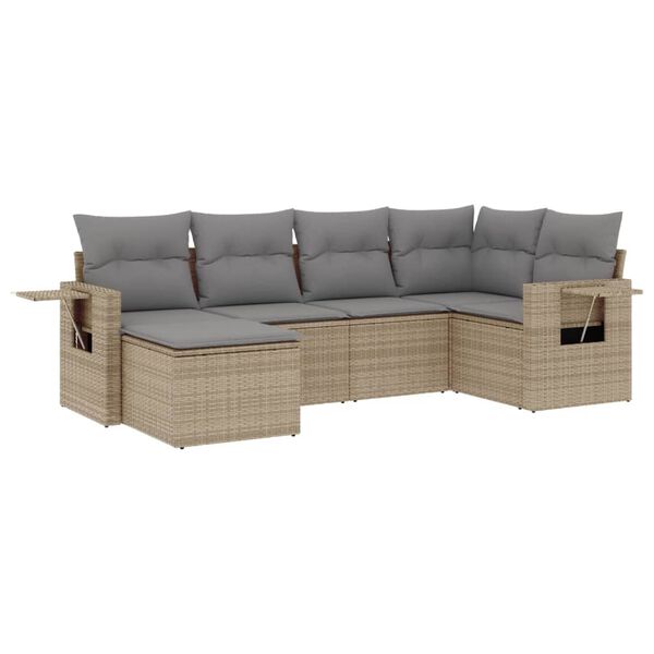 vidaXL Set Divano da Giardino 6 pz con Cuscini Beige in Polyrattan