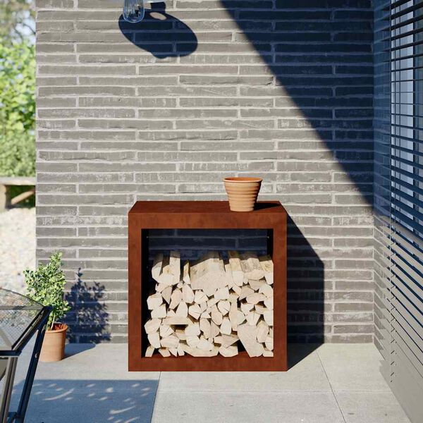 vidaXL Portalegna 60x40x60 cm in Acciaio Corten