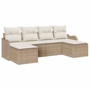 vidaXL Set Divano da Giardino 6 pcs Beige e bianco Poly Rattan