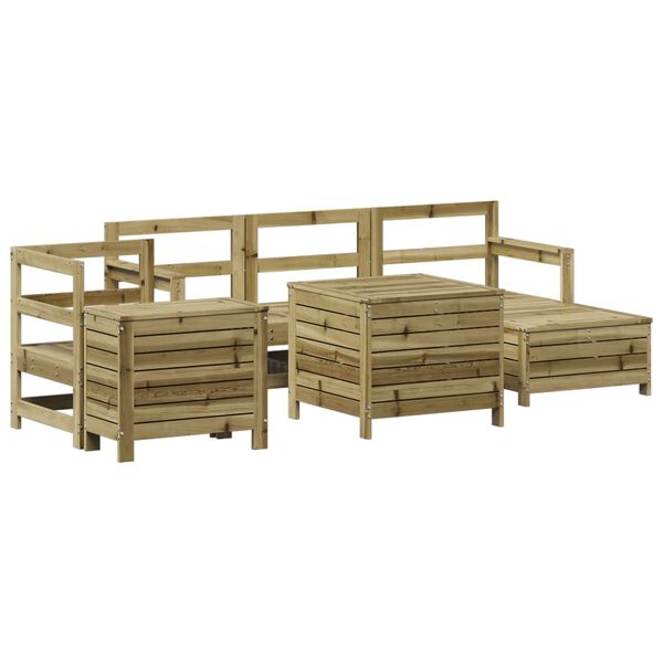 vidaXL Set Divani da Giardino 7 pz in Legno Impregnato di Pino