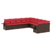 vidaXL Set Divani da Giardino 10 pz con Cuscini Marrone in Polyrattan