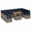 vidaXL Set Divano da Giardino con cuscino 10 pcs Grigio e Blu Navy