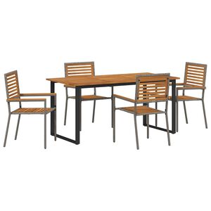 vidaXL Set da Pranzo per Giardino 5 pz Grigio Legno di Acacia Massello