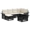 vidaXL Set Divano da Giardino 7 pz Nero e Bianco Crema polyrattan