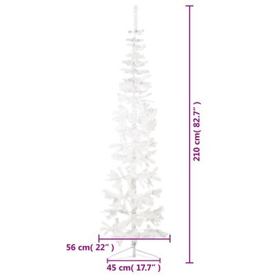 vidaXL Albero Natale Artificiale Sottile a Metà Supporto Bianco 210 cm