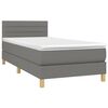 vidaXL Letto a Molle Materasso e LED Grigio Scuro 80x200 cm in Tessuto