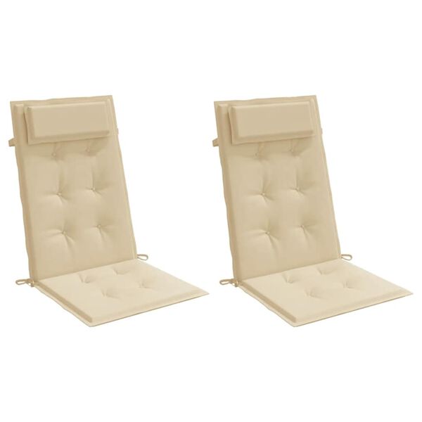vidaXL Cuscini per Sedia con Schienale Alto 2 pz Beige Tessuto Oxford