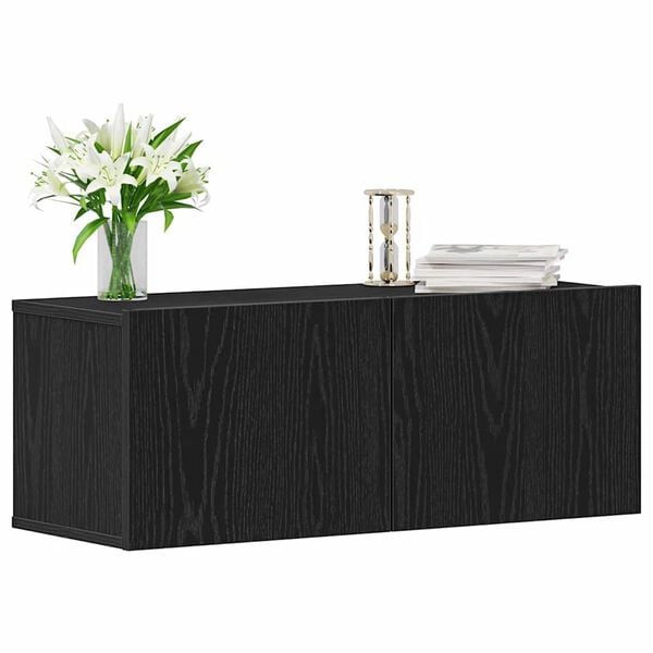 vidaXL Mobile TV 2 pcs Rovere Nero 80 x 30 x 30 cm Legno multistrato