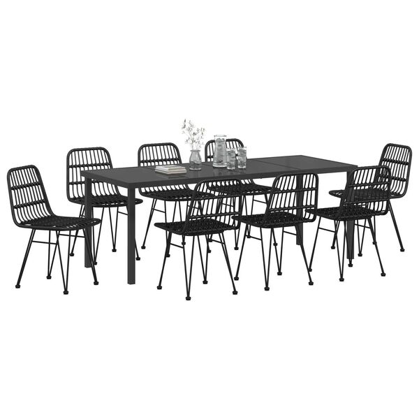 vidaXL Set da Pranzo per Giardino 9 pcs Nero