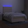 vidaXL Letto a Molle con Materasso e LED Crema 120x190 cm in Tessuto