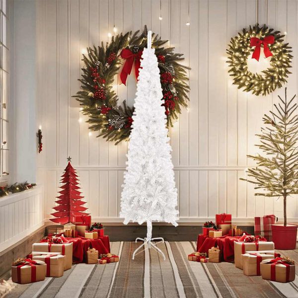 vidaXL Albero di Natale Sottile Bianco 180 cm