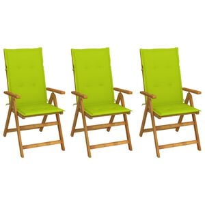 vidaXL Sedie Pieghevoli 3 pz con Cuscini Acacia Massello