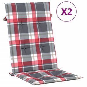 vidaXL Cuscini per Sedie 2 pz Rossi a Quadri 120x50x3 cm in Tessuto