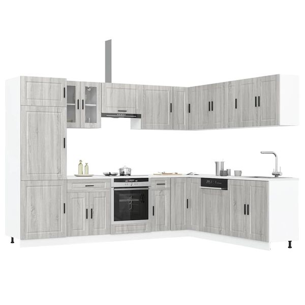 vidaXL Set Mobili da Cucina 14 pz Porto Grigio Sonoma in Truciolato