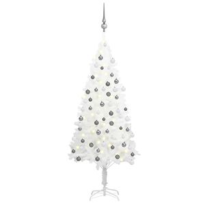 vidaXL Albero di Natale Preilluminato con Palline Bianco 120 cm
