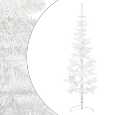 vidaXL Albero Natale Artificiale Sottile a Metà Supporto Bianco 180 cm