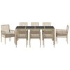 vidaXL Set da Pranzo per Giardino 9 pcs Beige polyrattan