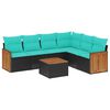 vidaXL Set Divani da Giardino 7 pz con Cuscini Nero in Polyrattan