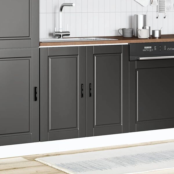 vidaXL Mobile base lavello Porto Nero 80x46x81,5cm Legno Multistrato