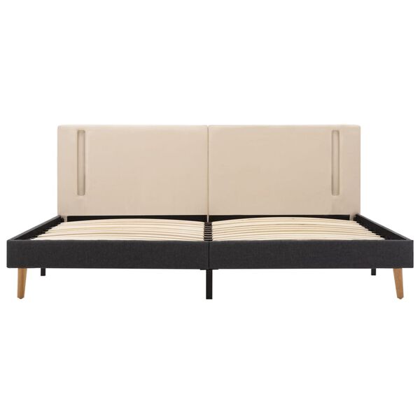 vidaXL Giroletto con LED Crema e Grigio Scuro in Tessuto 180x200 cm