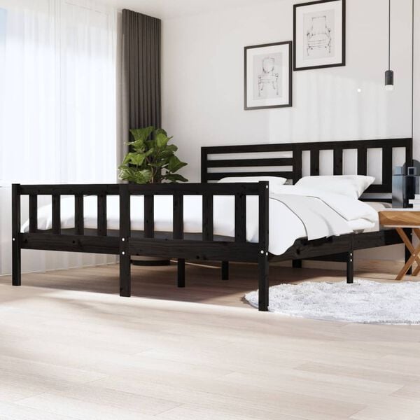 vidaXL Giroletto Nero in Legno Massello 200x200 cm