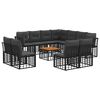 vidaXL Set di divani da esterno 12 pcs Nero e Grigio scuro Poliestere