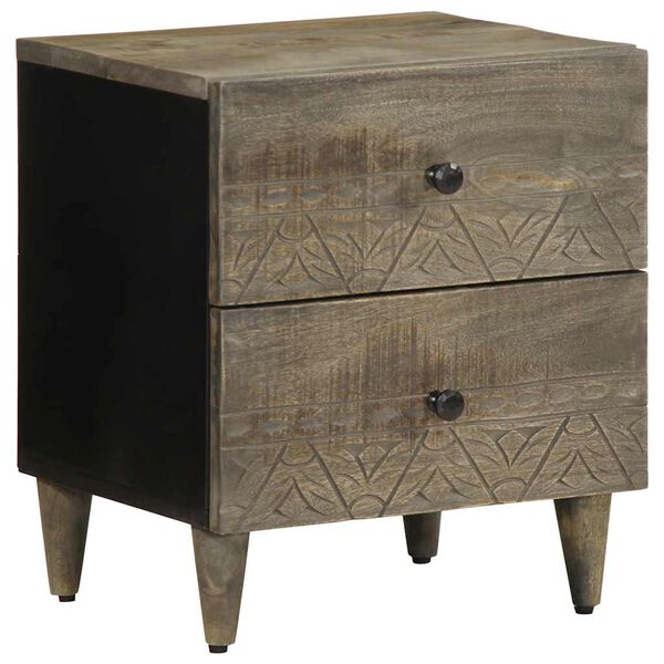 vidaXL Comodini 2pz Grigio Chiaro 40x33x46 cm in Legno Massello Mango