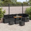 vidaXL Set Divano da Giardino con cuscino 11 pcs Nero polyrattan