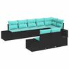 vidaXL Set Divano da Giardino 8 pz Nero e Turchese Poly Rattan